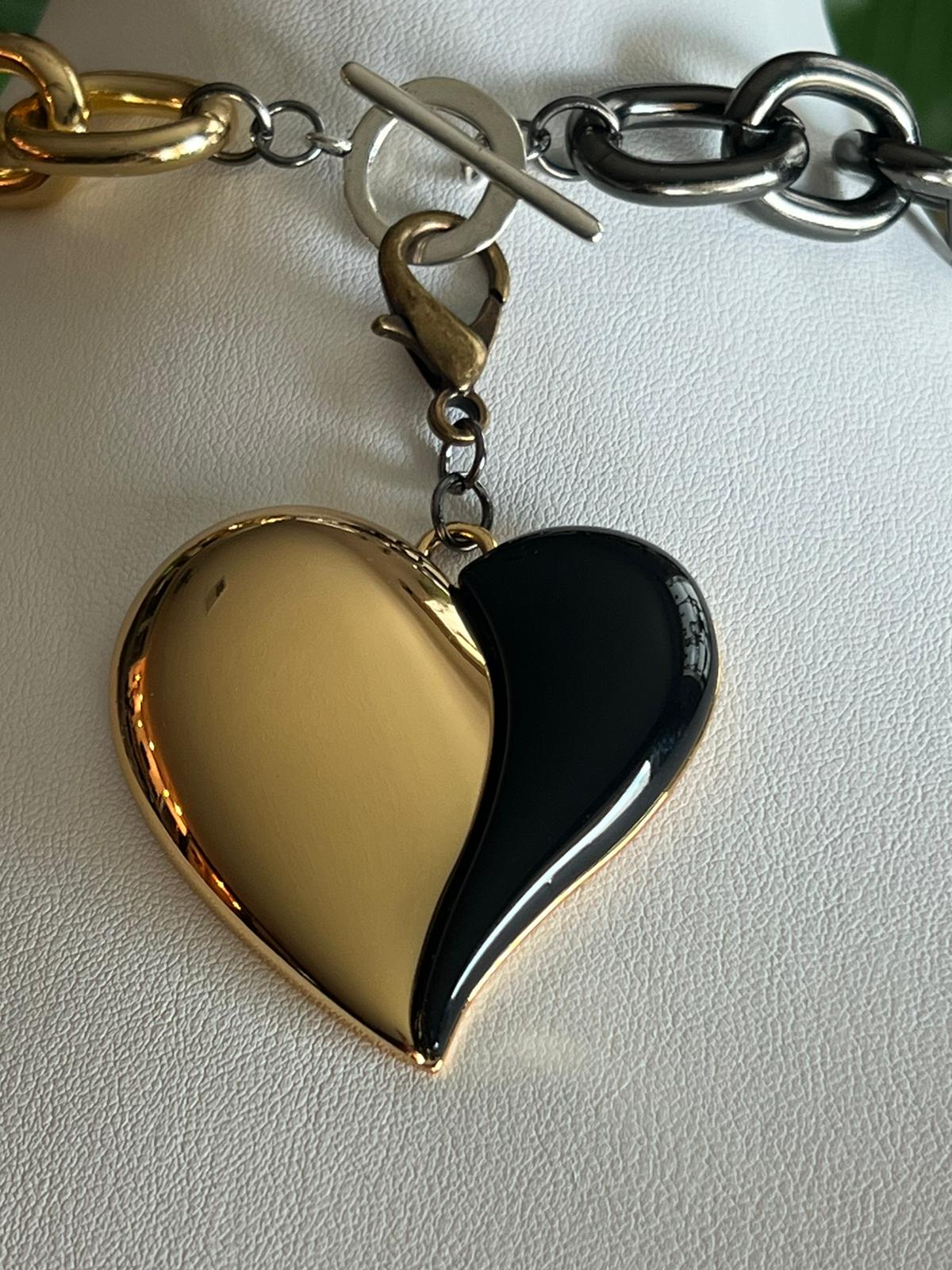 gold and black heart necklace