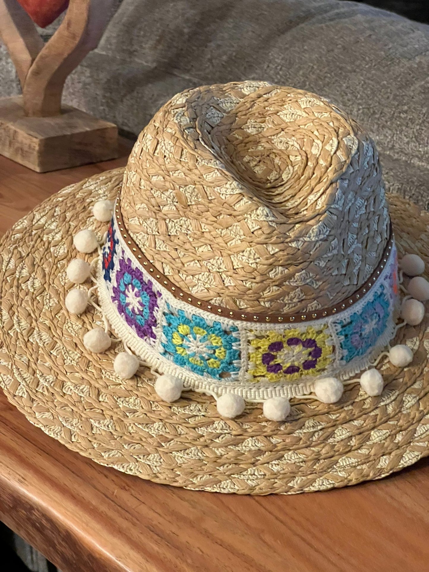 Straw Fedora with Crochet Ribbon
