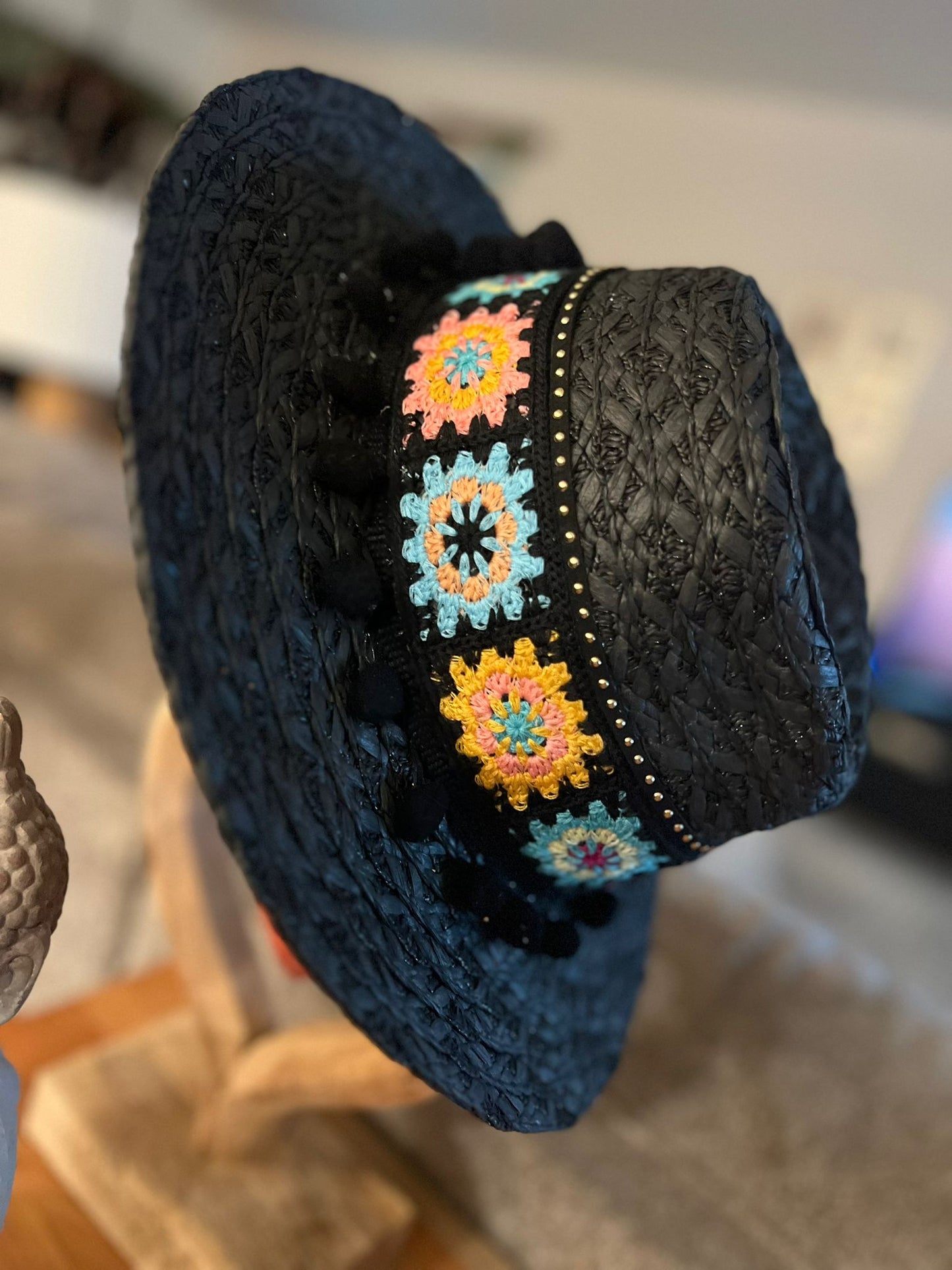 Straw Fedora with Crochet Ribbon