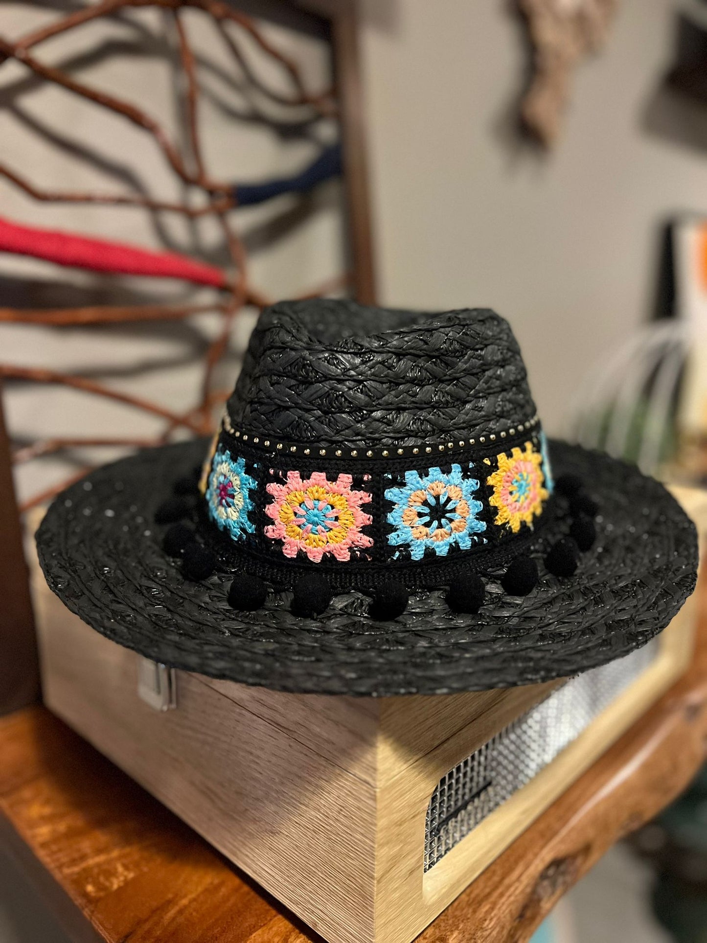 Straw Fedora with Crochet Ribbon