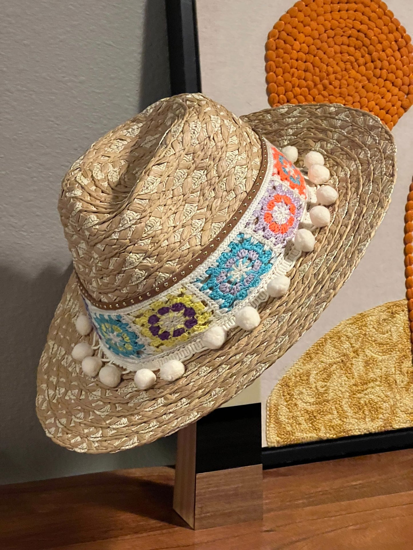 Straw Fedora with Crochet Ribbon