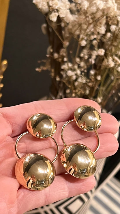 Double Gold Orb Earrings