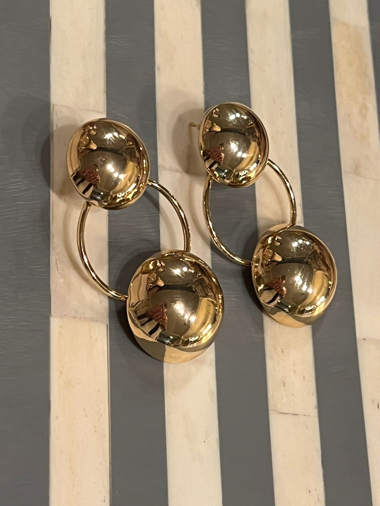 Double Gold Orb Earrings