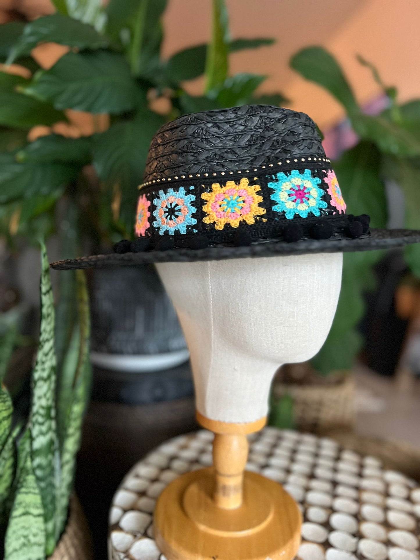 Straw Fedora with Crochet Ribbon