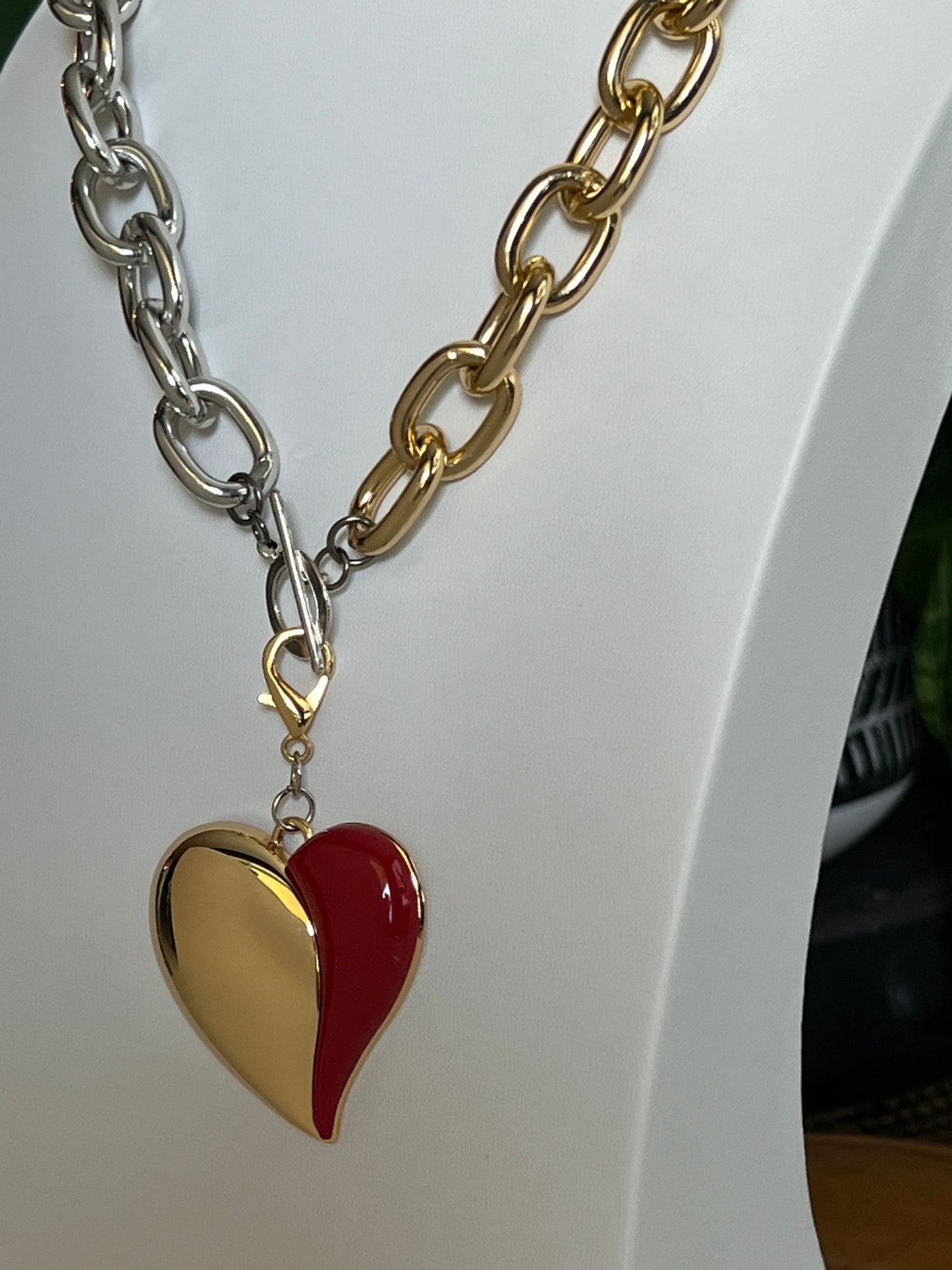 Two Color Heart Necklace