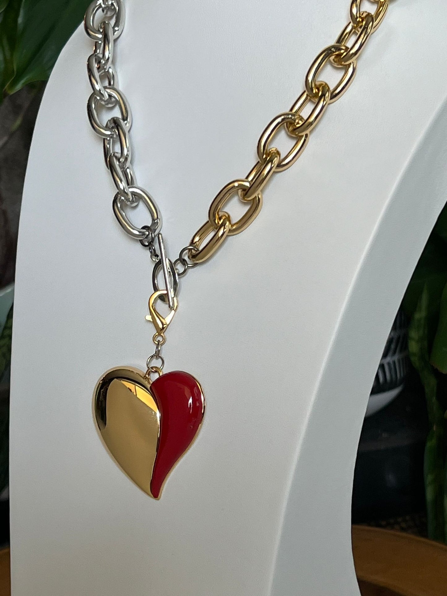 Two Color Heart Necklace