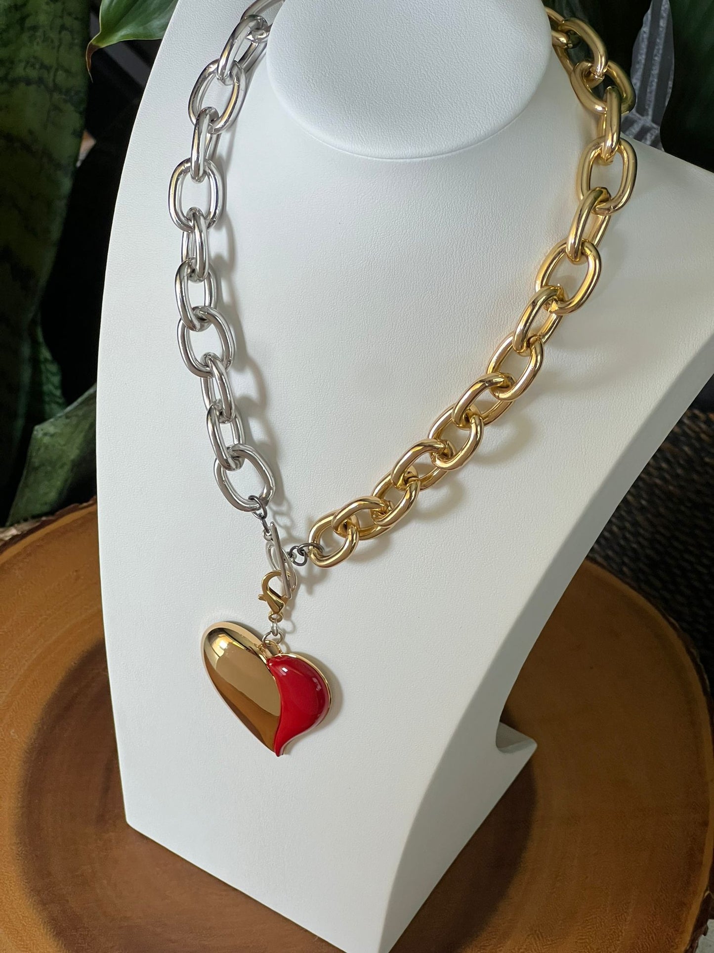 Two Color Heart Necklace