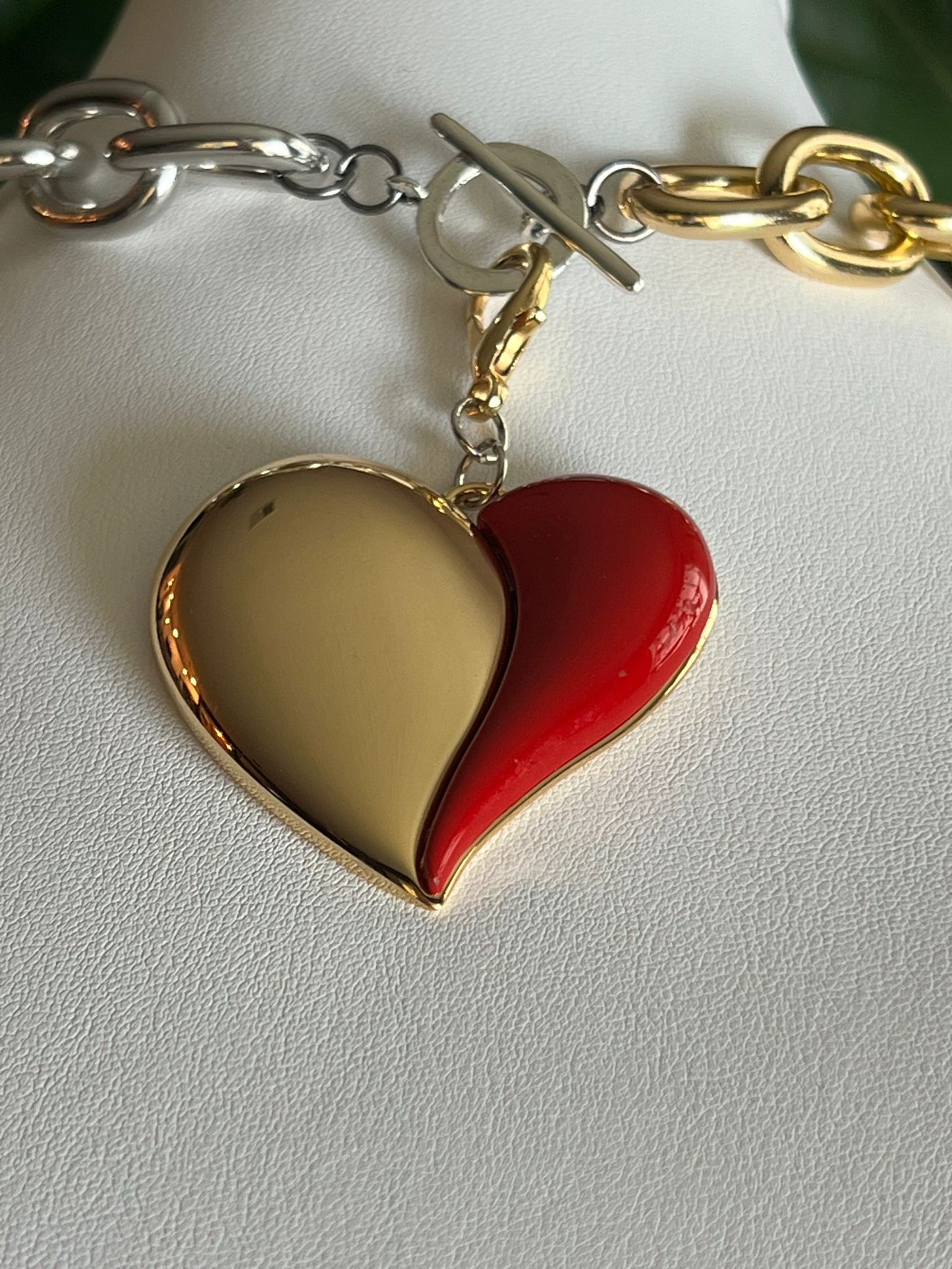 Two Color Heart Necklace